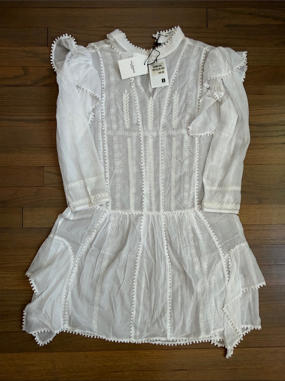 Isabel Marant White Cotton Lace-Trim Casual Dress